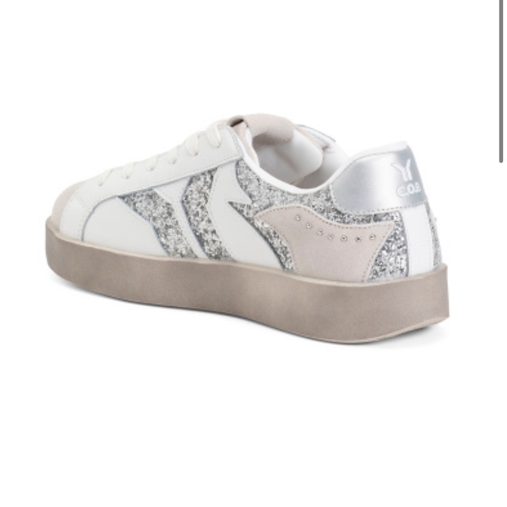 COB by Culture of Brave Women's Sneakers in White and glitter Gray NWT Size8-8.5 - Picture 2 of 7